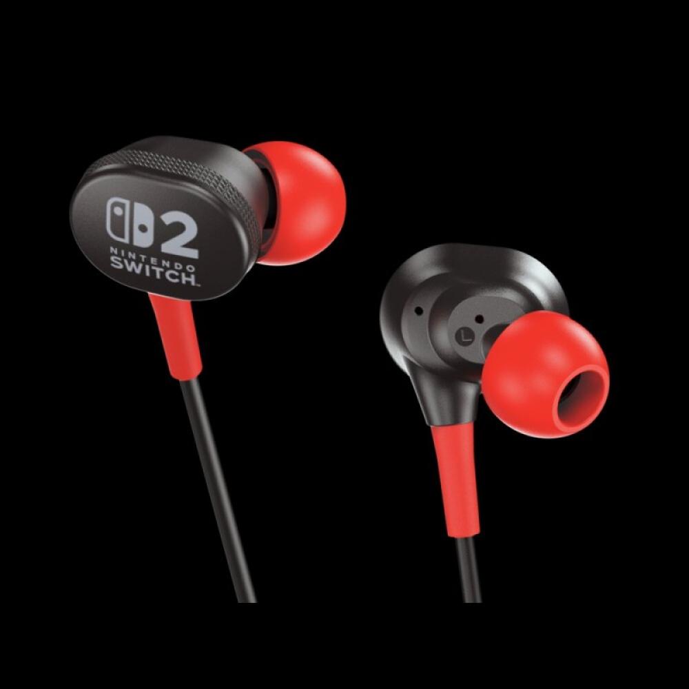 PowerA - Wired Earbuds for Nintendo Switch 2 Auriculares Alámbrico Dentro de oído Juego Negro, Rojo