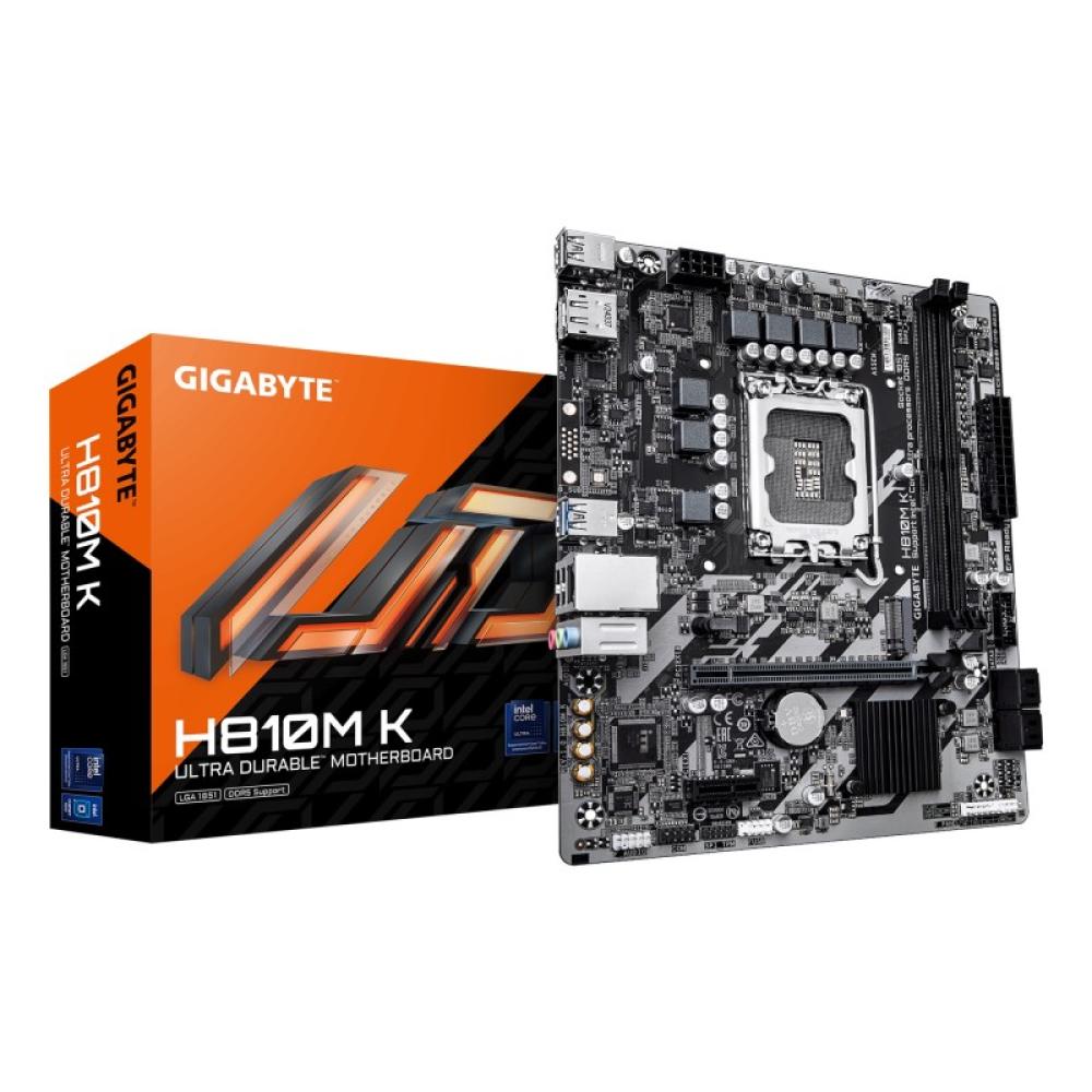 GIGABYTE - H810M K Placa Base – Procesadores Intel Core Ultra (Serie 2), VRM de 3+1+2 fases, hasta 6400 MHz DDR5, 1 x M.2 PCIe 4