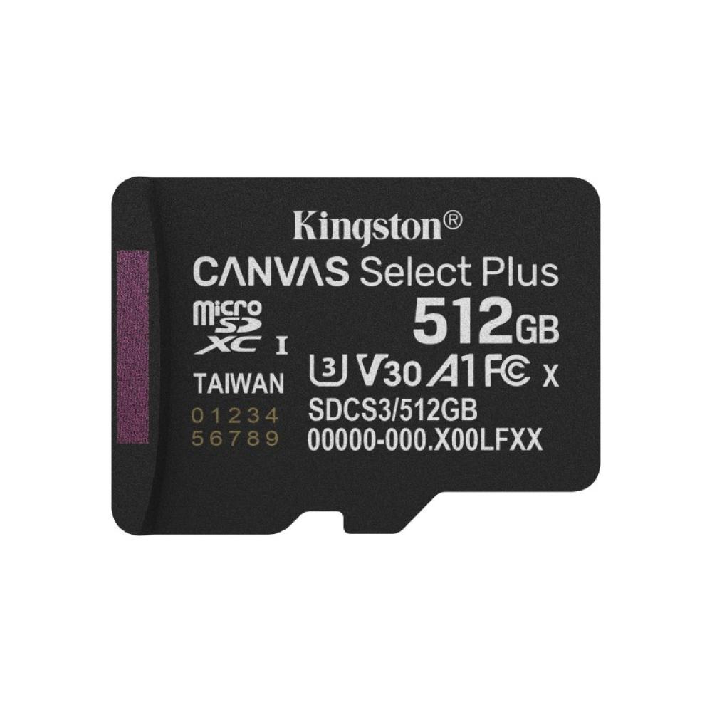 Kingston Technology - 512GB micSDXC Canvas Select Plus Gen3 150R A1 (Adaptador de SD no incluido)