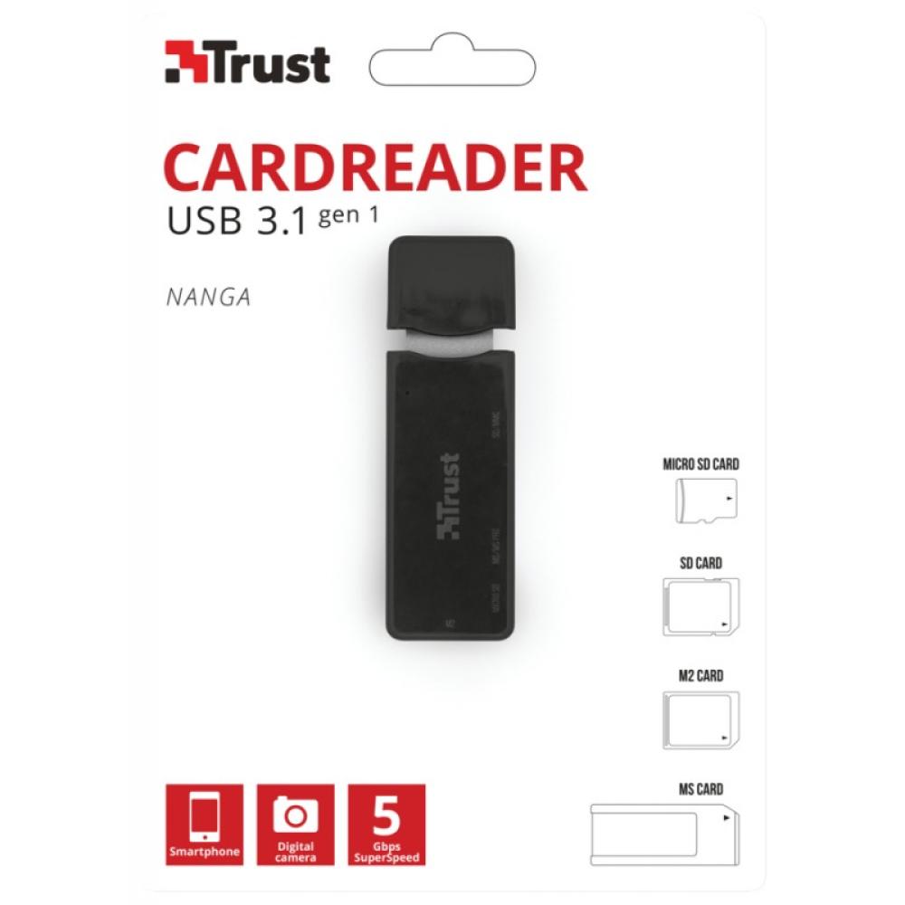 Trust - NANGA lector de tarjeta USB 3.2 Gen 1 (3.1 Gen 1) Type-A Negro