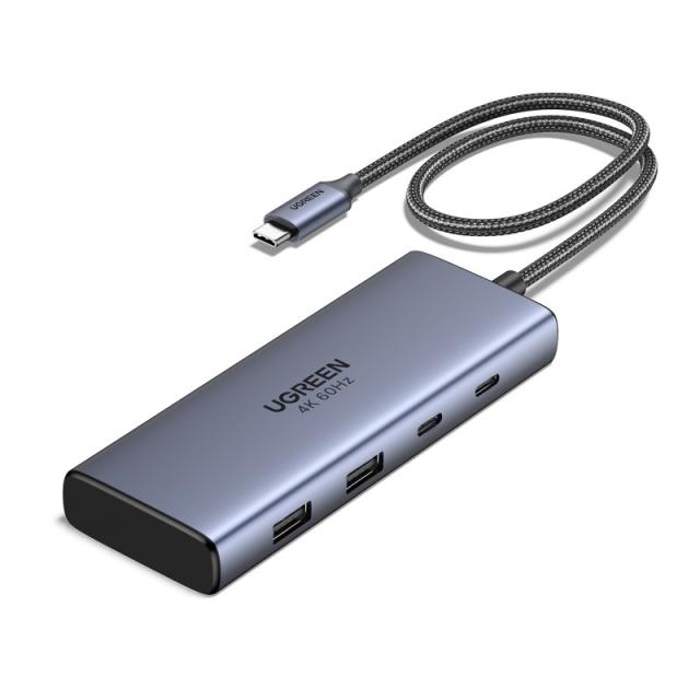 Ugreen - 7-in-1 USB-C Hub CM498 Acoplamiento Base Gris