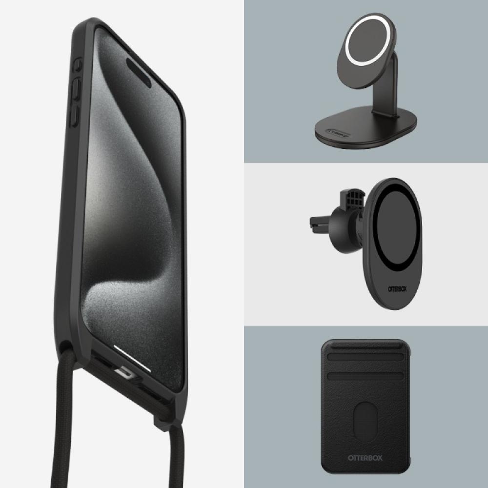 OtterBox - React Series Necklace MagSafe para iPhone 15 Pro Max with Strap, Black