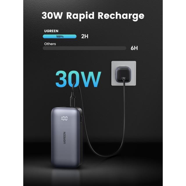 Ugreen - 10000mAh Mini Powerbank Quick Charging 30W Gris