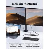 Ugreen - 11-in-1 USB-C Hub to 3x USB-C/2x USB-A/HDMI/VGA/RJ45/SD/TF/3.5mm - Gray Acoplamiento Base Gris