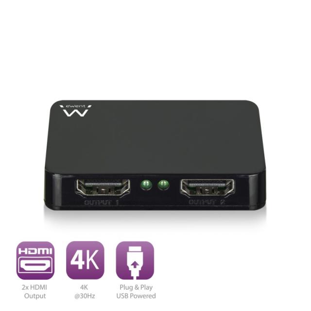Ewent - EW3720 divisor de video HDMI 2x HDMI
