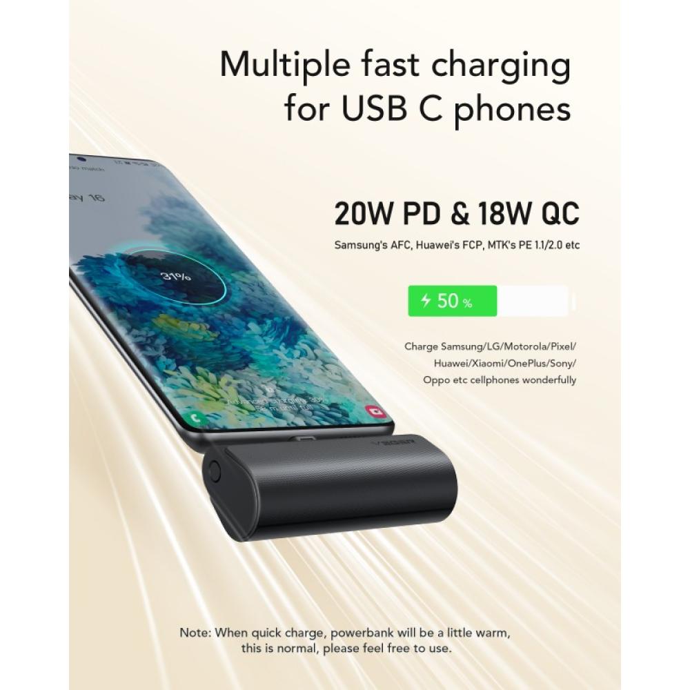 VEGER - PlugOn-L VG-W0556 PowerBank 5000mah PD20W Type-C connector built-in