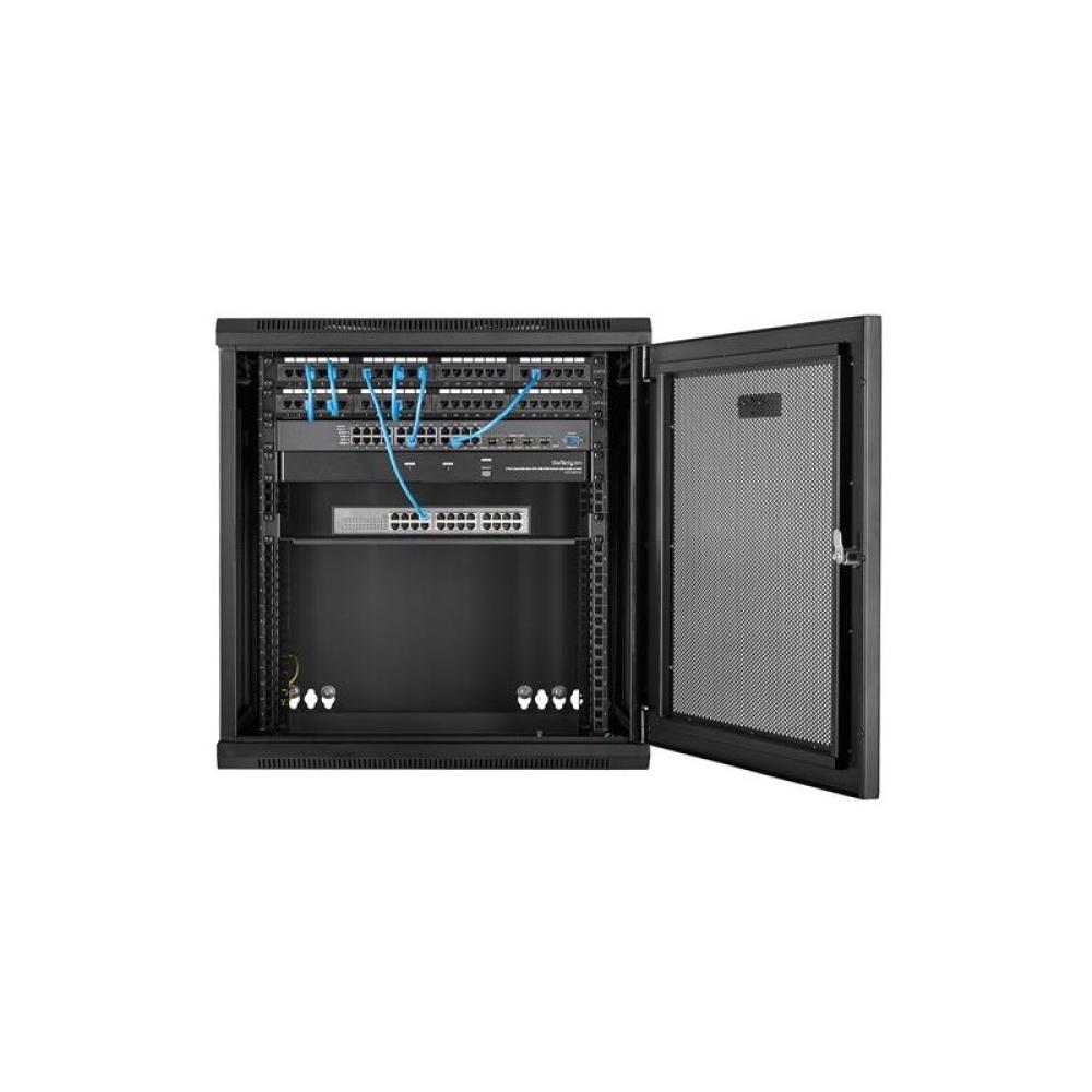 StarTech.com - Armario Rack de Pared para Servidores 12U 19" 4 Columnas y Estante 1U - Rack de Servidores de Montaje - RK12WALHM