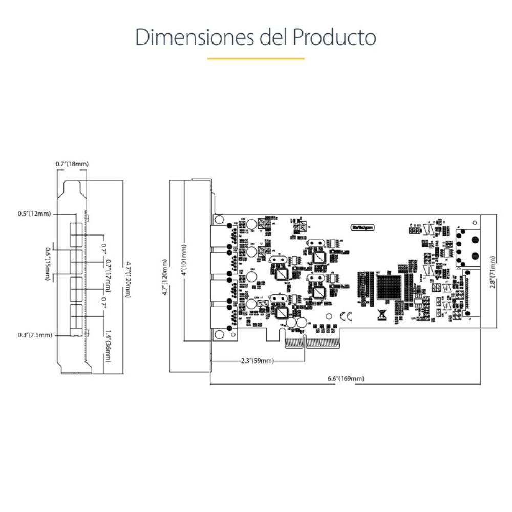StarTech.com - Tarjeta PCI Express de 4 Puertos USB-A - Tarjeta PCIe USB 3.2 de 5Gbps - 4 Controladores USB Independientes - Hub
