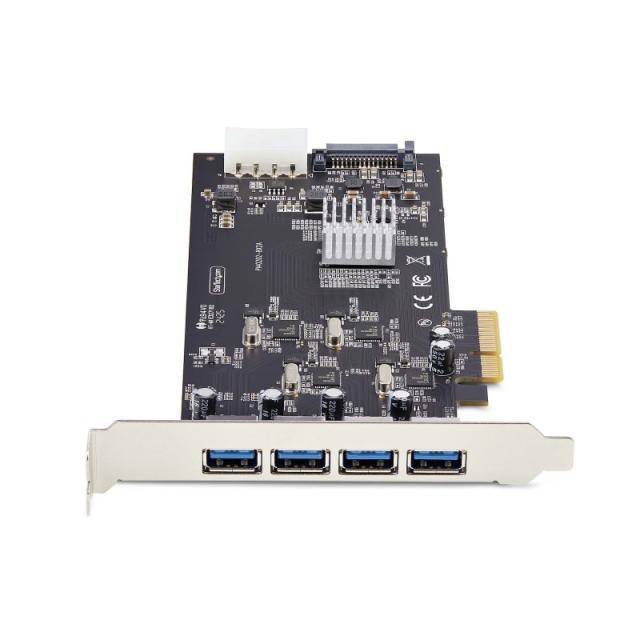 StarTech.com - Tarjeta PCI Express de 4 Puertos USB-A - Tarjeta PCIe USB 3.2 de 5Gbps - 4 Controladores USB Independientes - Hub