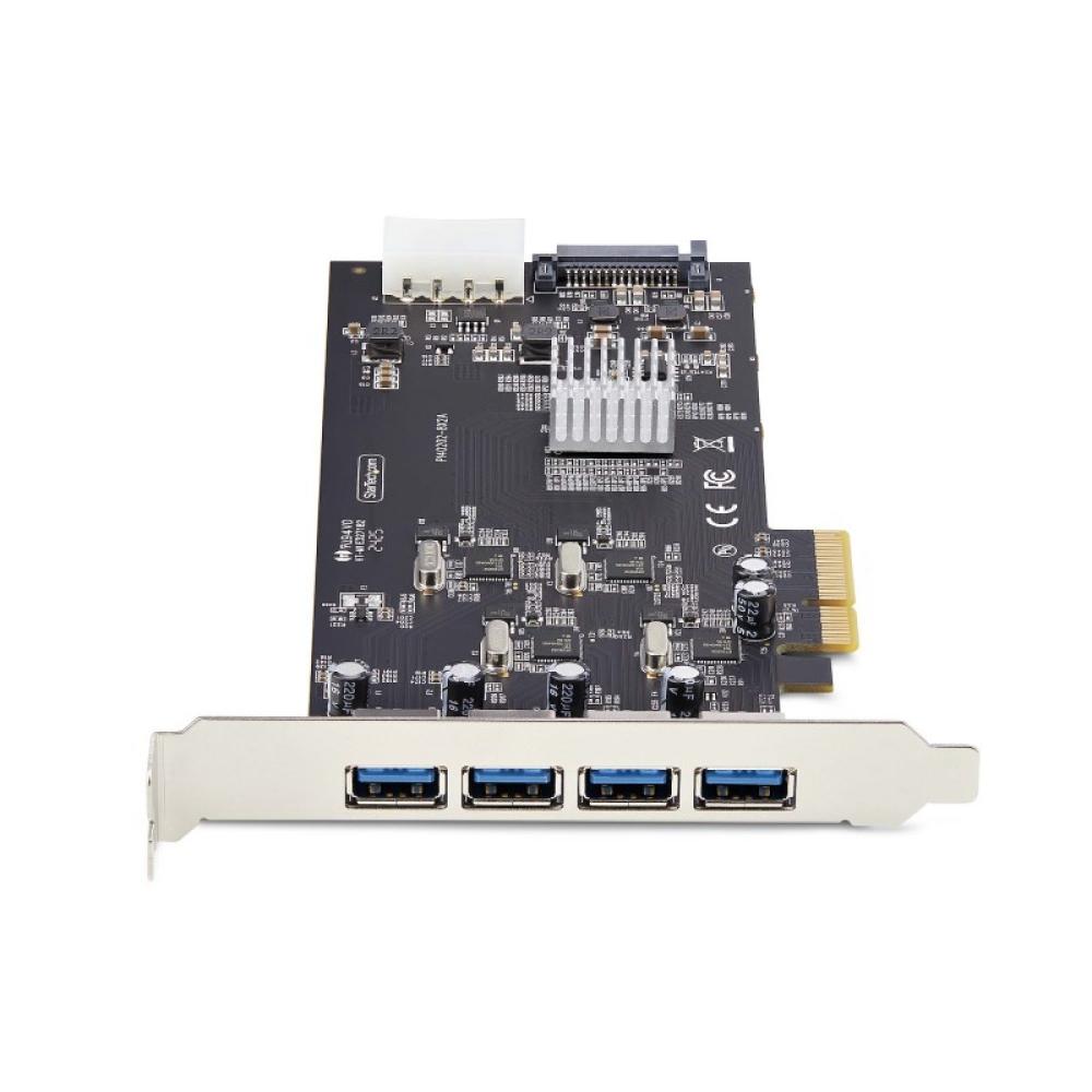 StarTech.com - Tarjeta PCI Express de 4 Puertos USB-A - Tarjeta PCIe USB 3.2 de 5Gbps - 4 Controladores USB Independientes - Hub