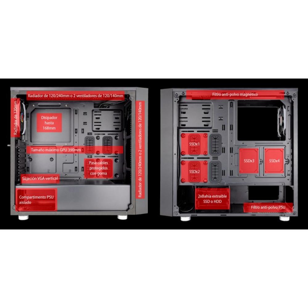 TALIUS - Caja Atx gaming Auriga cristal templado USB 3.0