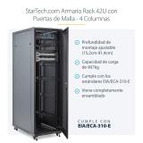 StarTech.com - Armario Rack para Servidores 42U 19" 4 Columnas - Rack de Servidores con Ruedas para Equipo de Red - Armario Rack