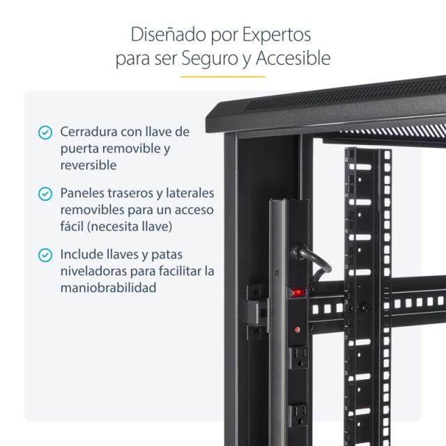 StarTech.com - Armario Rack para Servidores 42U 19" 4 Columnas - Rack de Servidores con Ruedas para Equipo de Red - Armario Rack