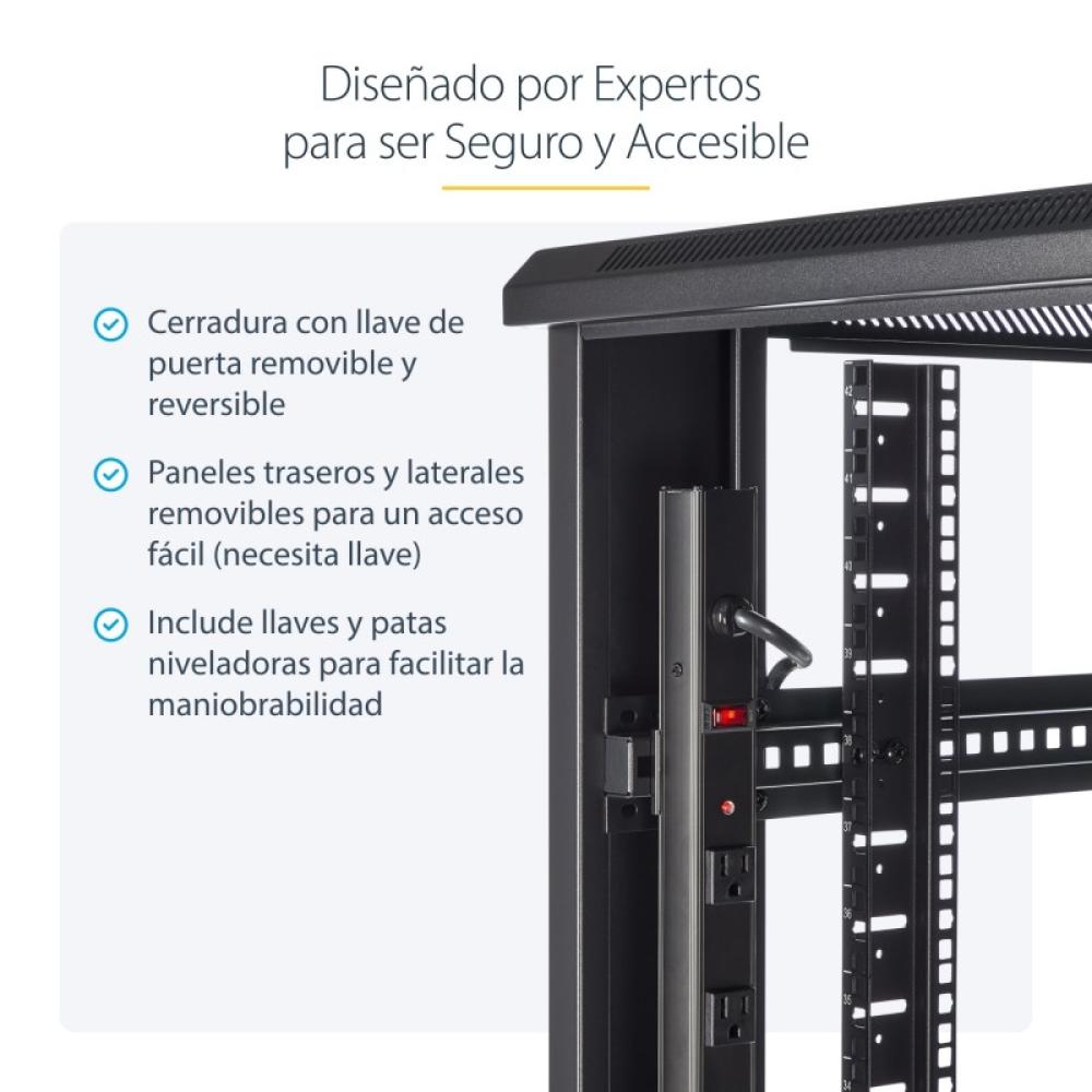 StarTech.com - Armario Rack para Servidores 42U 19" 4 Columnas - Rack de Servidores con Ruedas para Equipo de Red - Armario Rack