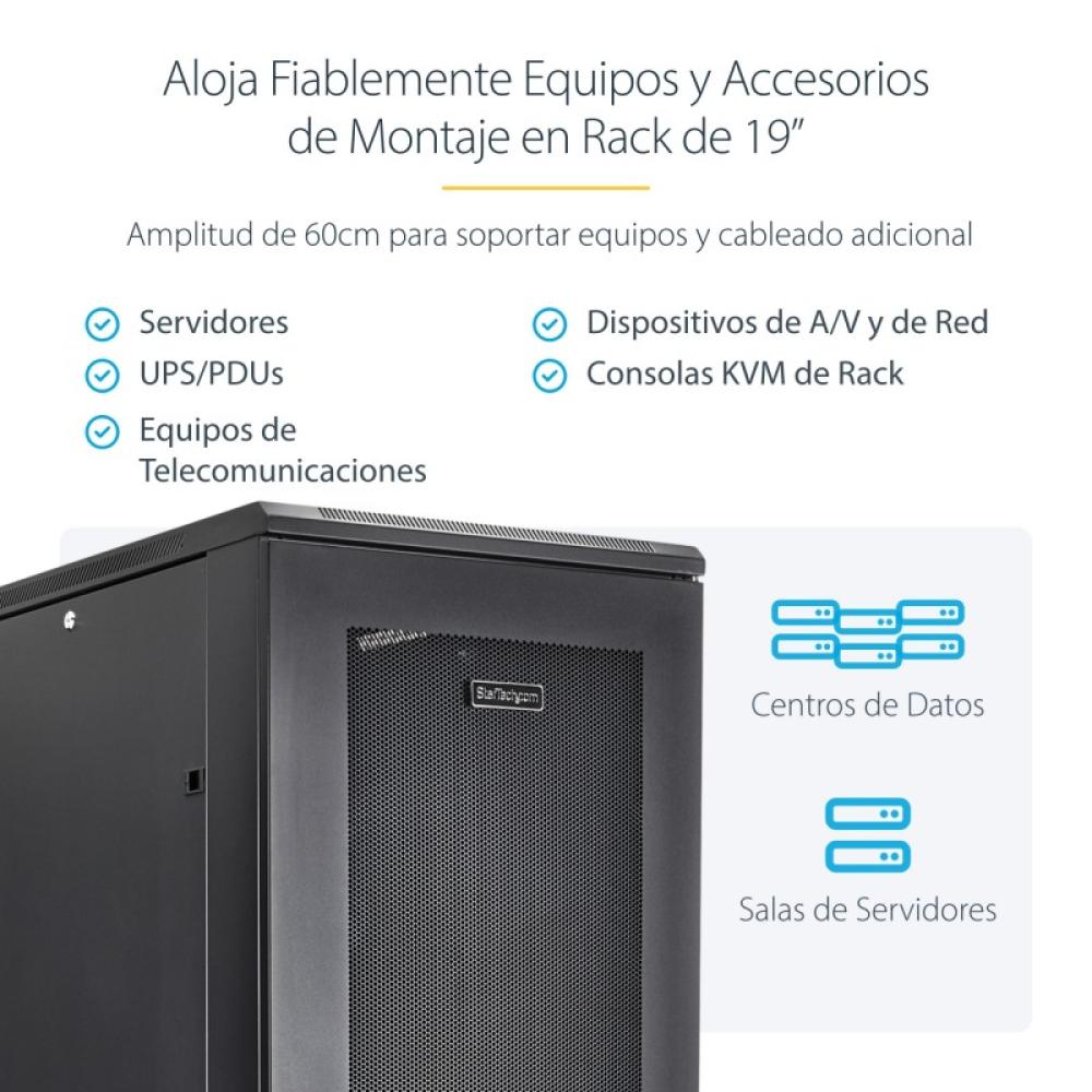 StarTech.com - Armario Rack para Servidores 42U 19" 4 Columnas - Rack de Servidores con Ruedas para Equipo de Red - Armario Rack