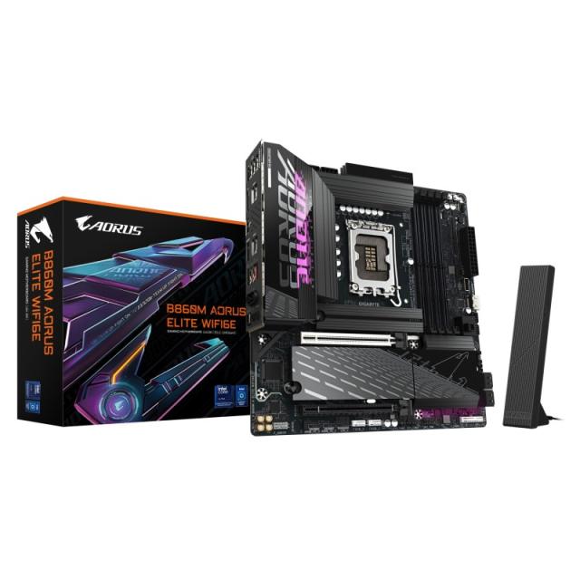 GIGABYTE - B860M AORUS ELITE WIFI6E Placa base - CPUs Intel Core Ultra, VRM de 12+1+2+1 fases, hasta 9200MHz DDR5, 1xPCIe 5.0 +