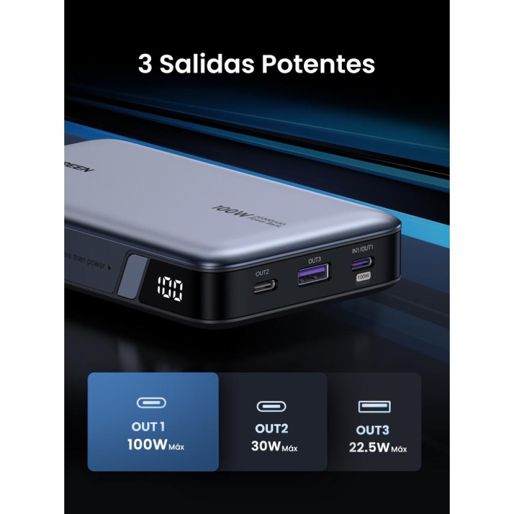 Ugreen - 25188 batería externa 20000 mAh Gris