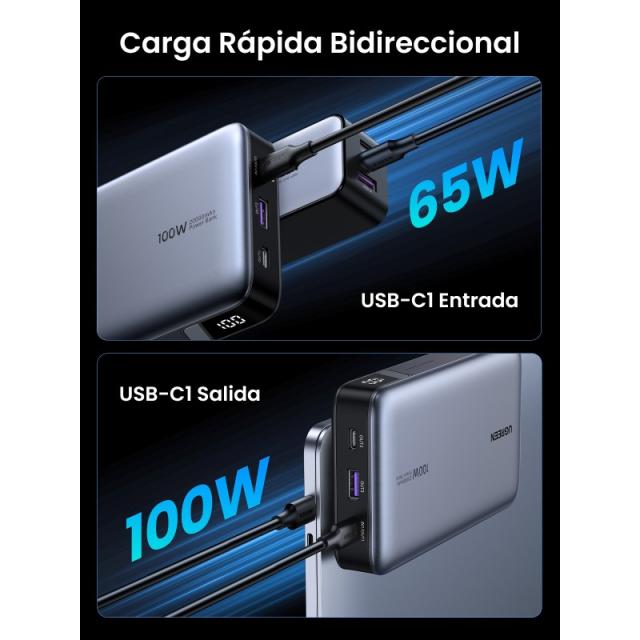 Ugreen - 25188 batería externa 20000 mAh Gris