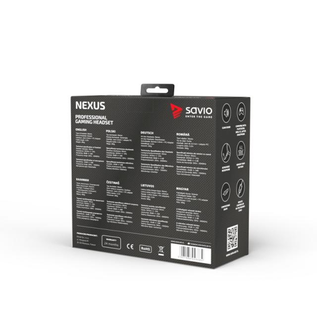 Savio - NEXUS Auriculares Alámbrico Casco Juego Negro