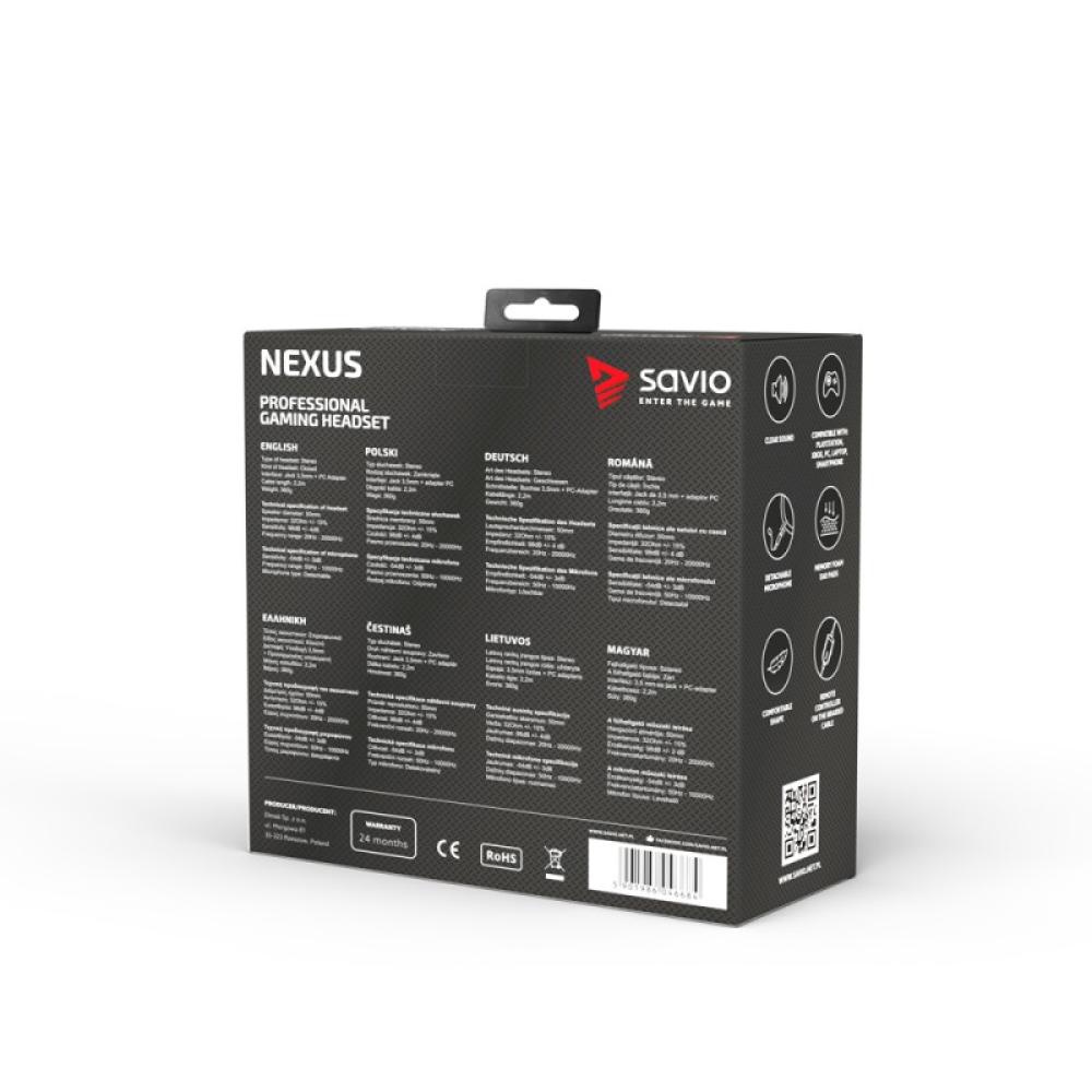Savio - NEXUS Auriculares Alámbrico Casco Juego Negro