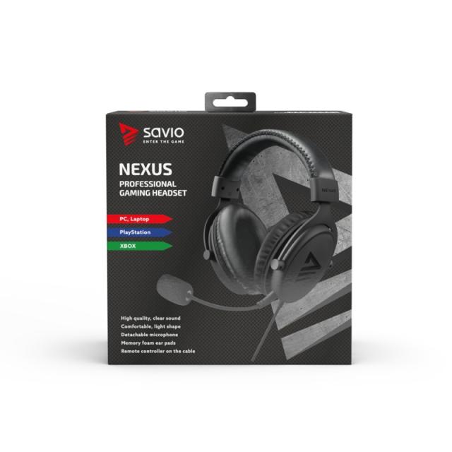 Savio - NEXUS Auriculares Alámbrico Casco Juego Negro