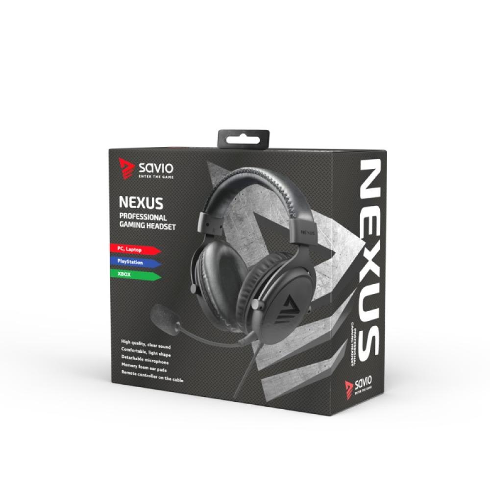 Savio - NEXUS Auriculares Alámbrico Casco Juego Negro