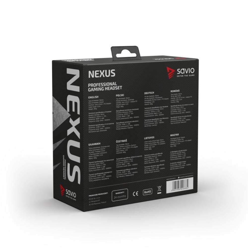 Savio - NEXUS Auriculares Alámbrico Casco Juego Negro