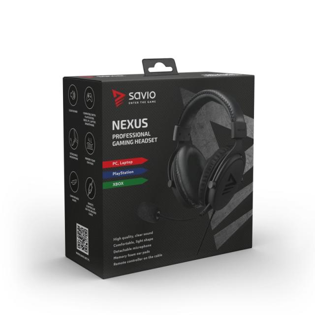 Savio - NEXUS Auriculares Alámbrico Casco Juego Negro