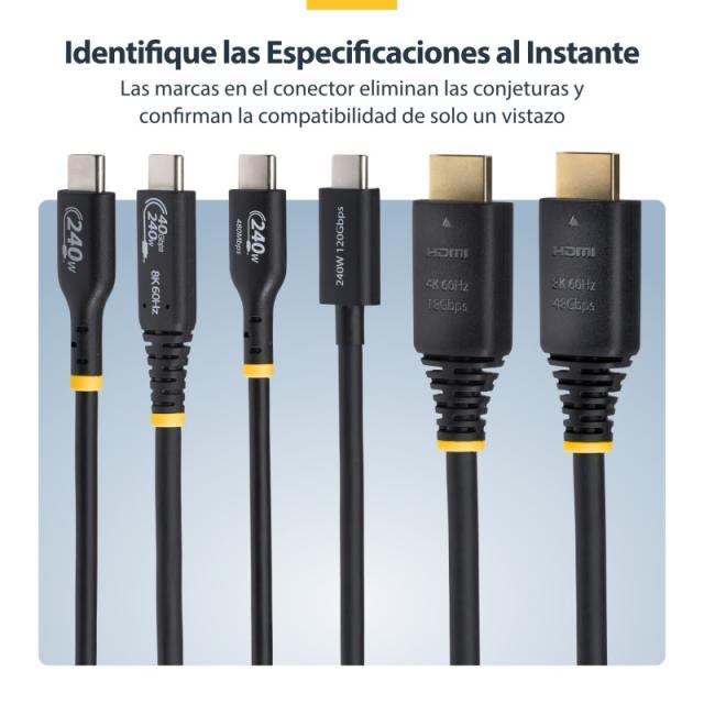 StarTech.com - Cable HDMI de 2m Certificado de Ultra Alta Velocidad - 8K60Hz/4K120Hz - Cable HDMI 2.1 con HDR10+ / eARC - 48Gbps