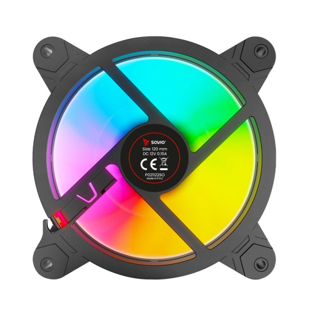 Savio - FAN-01 4-pack 120mm ARGB fan including controller and remote control Carcasa del ordenador Ventilador 12 cm Negro 4 piez