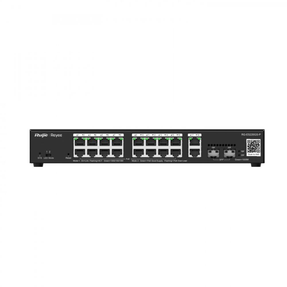 Ruijie Networks - RG-ES220GS-P switch Gestionado L2 Gigabit Ethernet (10/100/1000) Energía sobre Ethernet (PoE) Negro