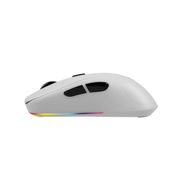 Savio - RIFT WHITE gaming mouse RGB Dual Mode ratón Juego mano derecha Bluetooth + USB Type-C Óptico 10000 DPI