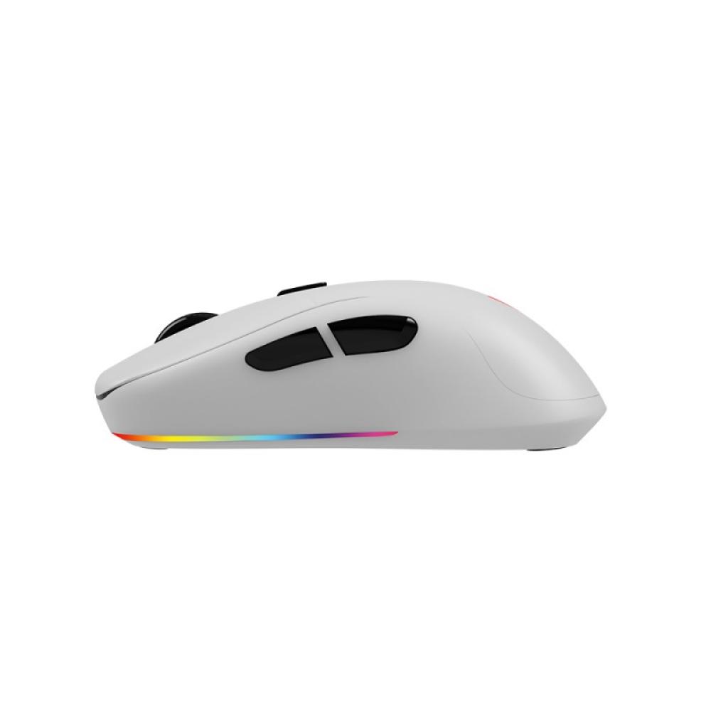 Savio - RIFT WHITE gaming mouse RGB Dual Mode ratón Juego mano derecha Bluetooth + USB Type-C Óptico 10000 DPI