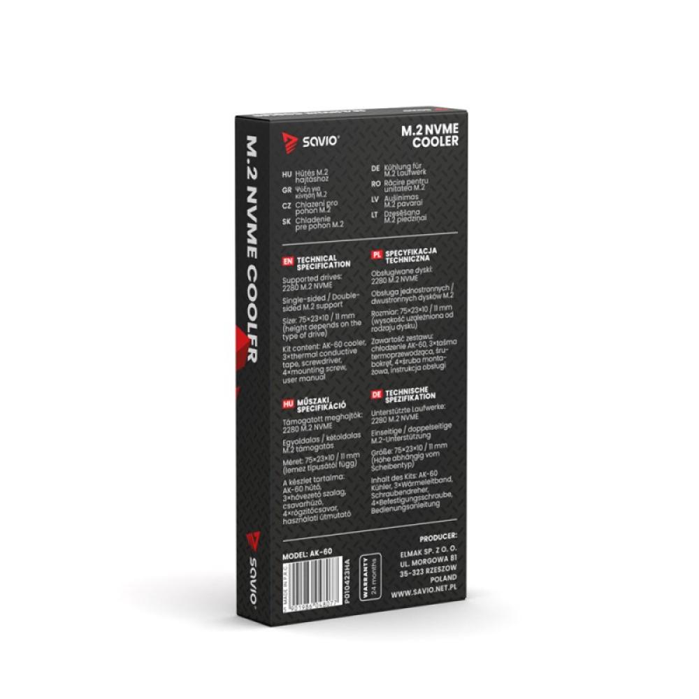 Savio - Cooler M.2 NVMe 2280, AK-60 diskams Refrigerador de aire