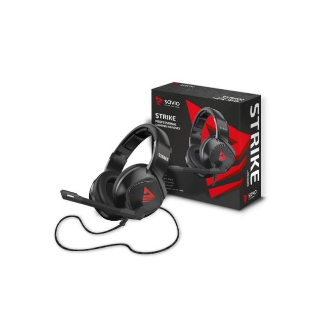 Savio - Strike Auriculares Alámbrico Diadema Música/uso diario Negro, Rojo