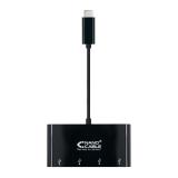 Nanocable - Adaptador USB-C a 4xUSB 3.0. USB-C/M-USB 3.0/H, Negro, 10 cm