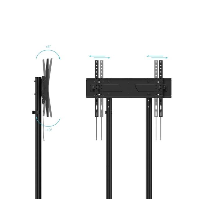 TooQ - KEFRÉN” Soporte de suelo con Ruedas para pantallas de 37”-70”, Negro