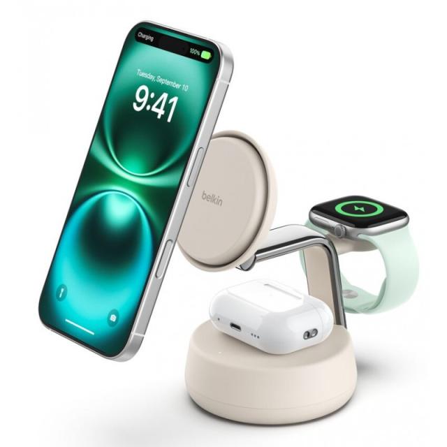 Belkin - Qi2 Fitness tracker, Auriculares, Smartphone, Reloj inteligente Blanco USB Cargador inalámbrico Carga rápi - WIZ040KQSD