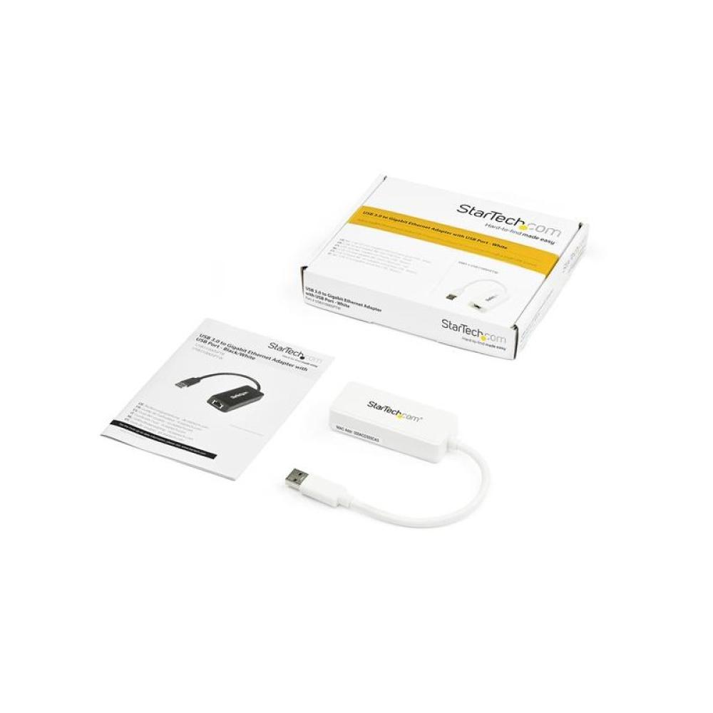 StarTech.com - Adaptador Tarjeta de Red NIC Externa USB 3.0 de 1 Puerto Gigabit Ethernet RJ45 y Puerto USB - Blanco