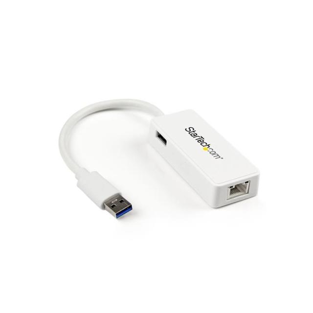 StarTech.com - Adaptador Tarjeta de Red NIC Externa USB 3.0 de 1 Puerto Gigabit Ethernet RJ45 y Puerto USB - Blanco