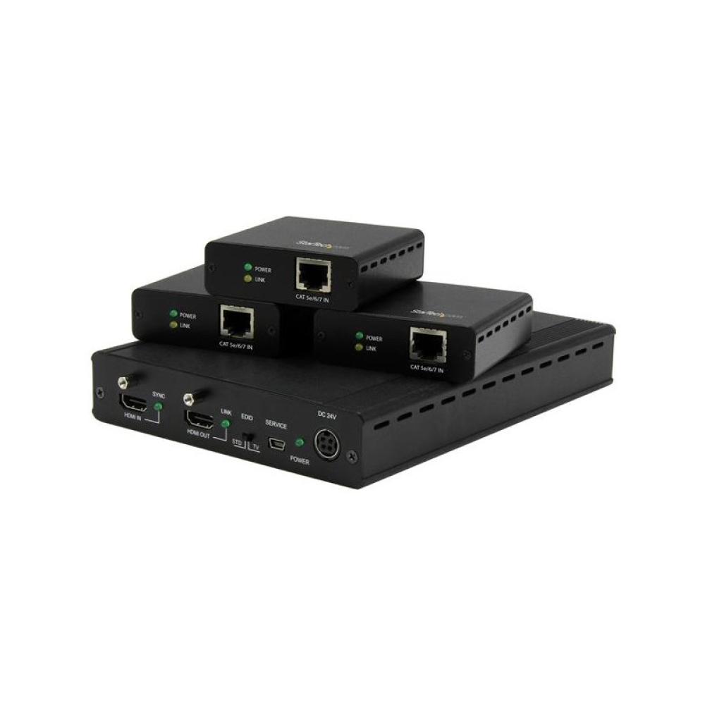 StarTech.com - Juego Extensor HDBaseT de 3 Puertos - Alargador HDMI por Cable Cat5 con 3 Receptores - Hasta 4K