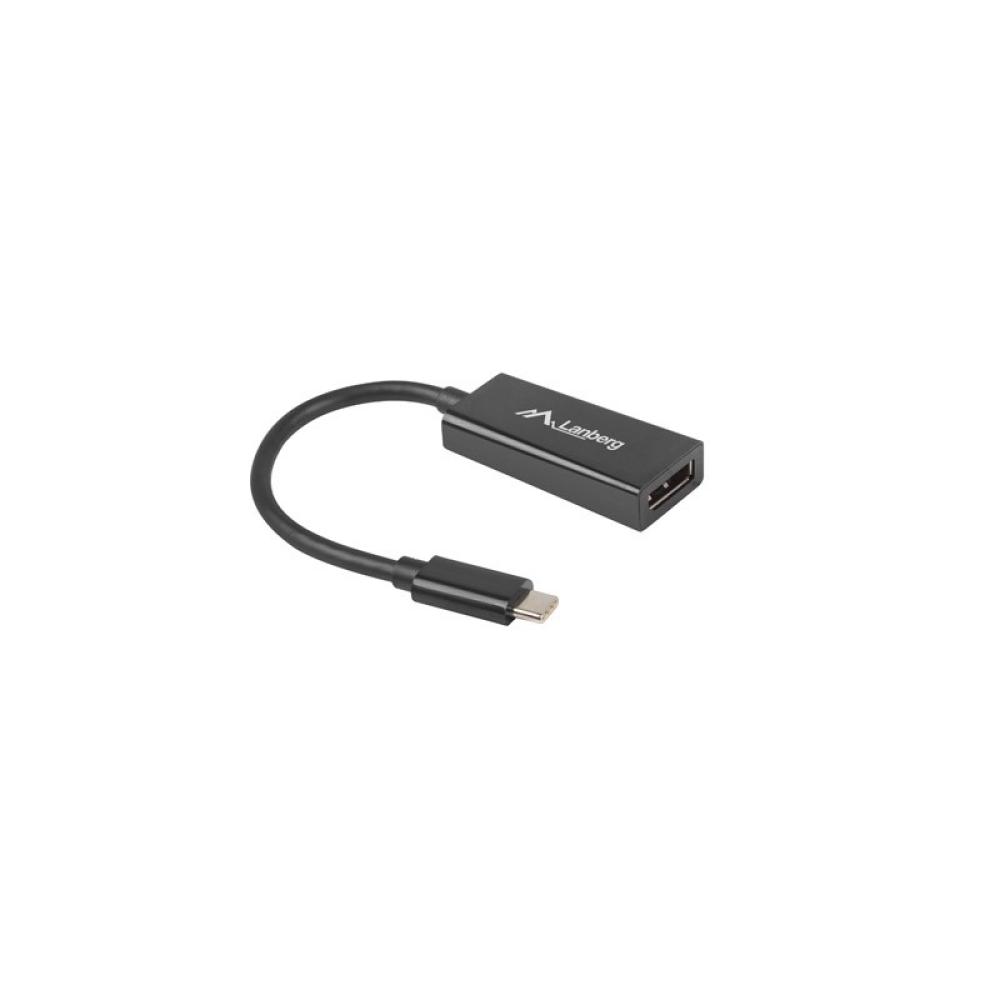 Lanberg - AD-UC-DP-01 adaptador de cable de vídeo 0,15 m USB Tipo C DisplayPort Negro