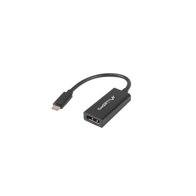 Lanberg - AD-UC-DP-01 adaptador de cable de vídeo 0,15 m USB Tipo C DisplayPort Negro