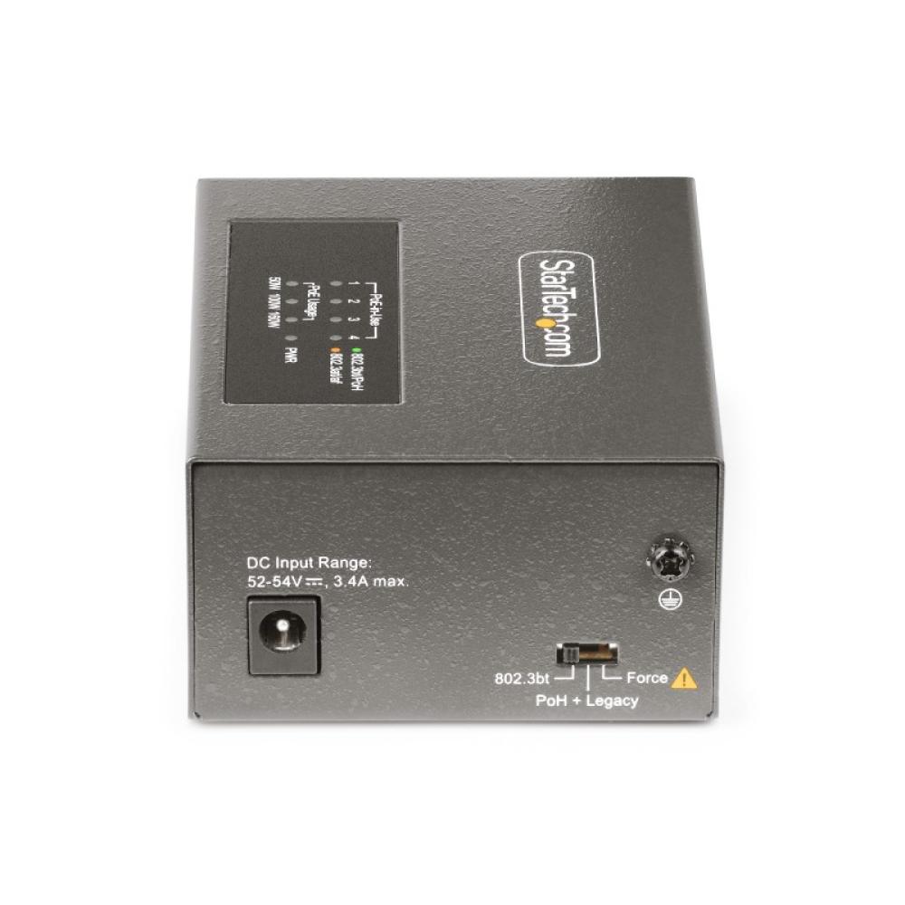 StarTech.com - Switch PoE / PoE+ / PoE++ 802.3af/802.3at/802.3bt de 4 Puertos - 95W - 160W de Capacidad de Potencia - Inyector P