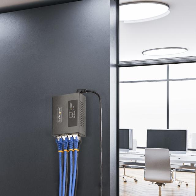 StarTech.com - Switch PoE / PoE+ / PoE++ 802.3af/802.3at/802.3bt de 4 Puertos - 95W - 160W de Capacidad de Potencia - Inyector P