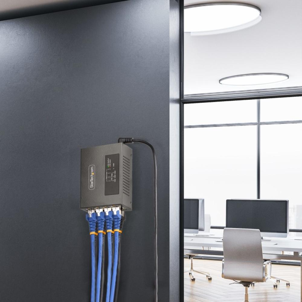 StarTech.com - Switch PoE / PoE+ / PoE++ 802.3af/802.3at/802.3bt de 4 Puertos - 95W - 160W de Capacidad de Potencia - Inyector P