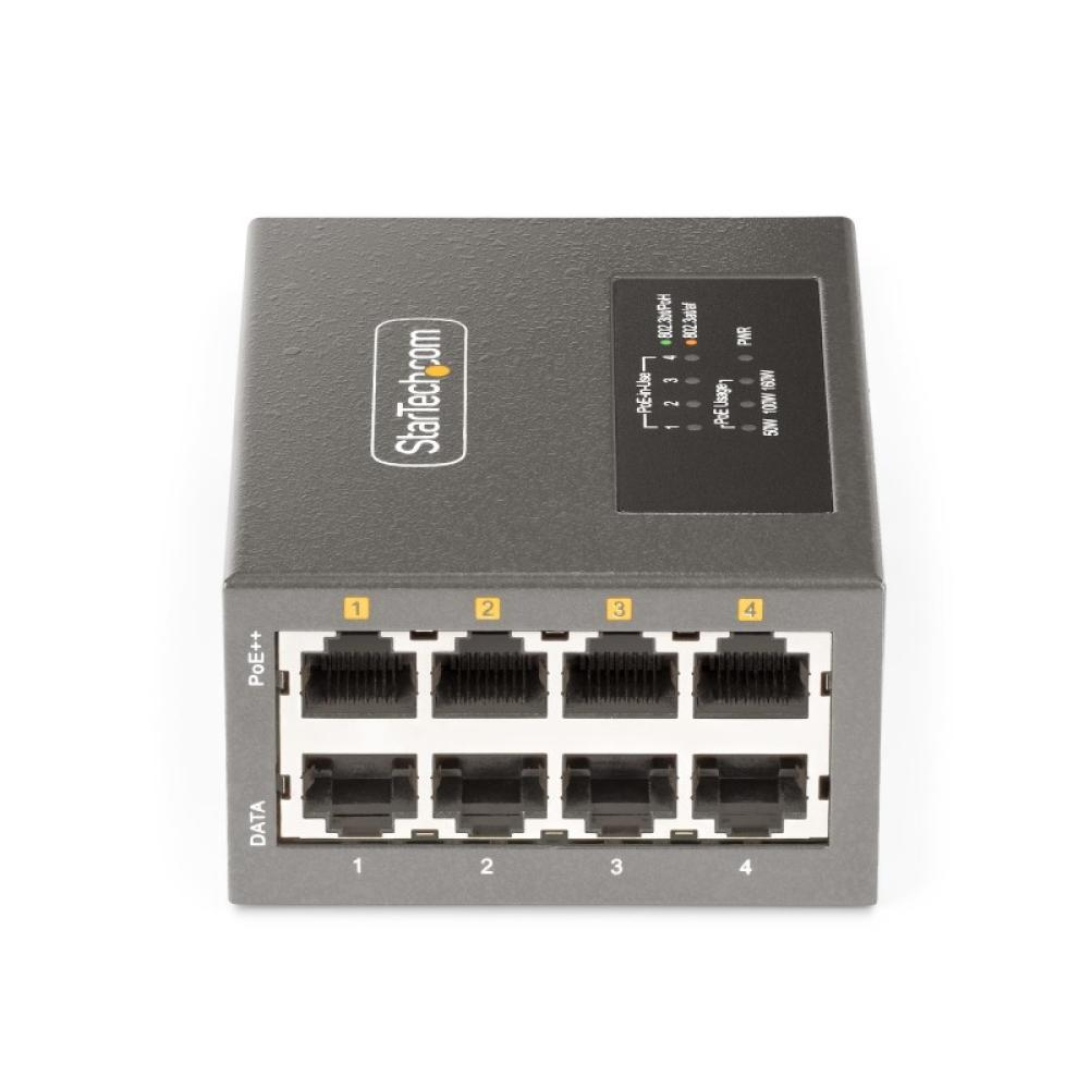 StarTech.com - Switch PoE / PoE+ / PoE++ 802.3af/802.3at/802.3bt de 4 Puertos - 95W - 160W de Capacidad de Potencia - Inyector P