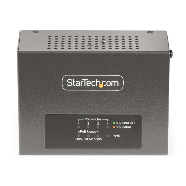 StarTech.com - Switch PoE / PoE+ / PoE++ 802.3af/802.3at/802.3bt de 4 Puertos - 95W - 160W de Capacidad de Potencia - Inyector P
