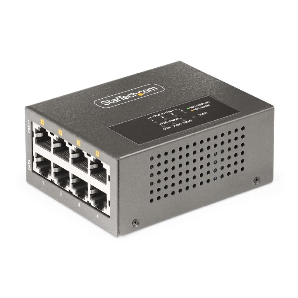 StarTech.com - Switch PoE / PoE+ / PoE++ 802.3af/802.3at/802.3bt de 4 Puertos - 95W - 160W de Capacidad de Potencia - Inyector P
