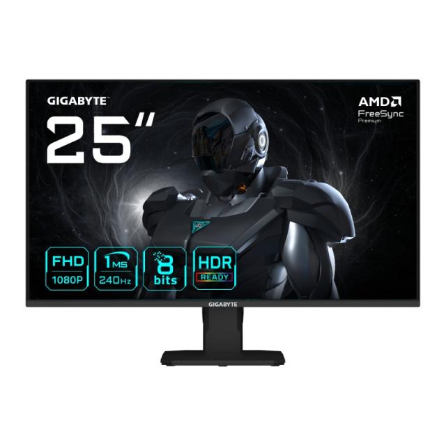 GIGABYTE - GS25F2A Monitor Gaming 25" FHD - 1920 x 1080, 240Hz, 1ms, 300 cd/m², Display HDR 10, HDMI 2.0, DisplayPort 1.4
